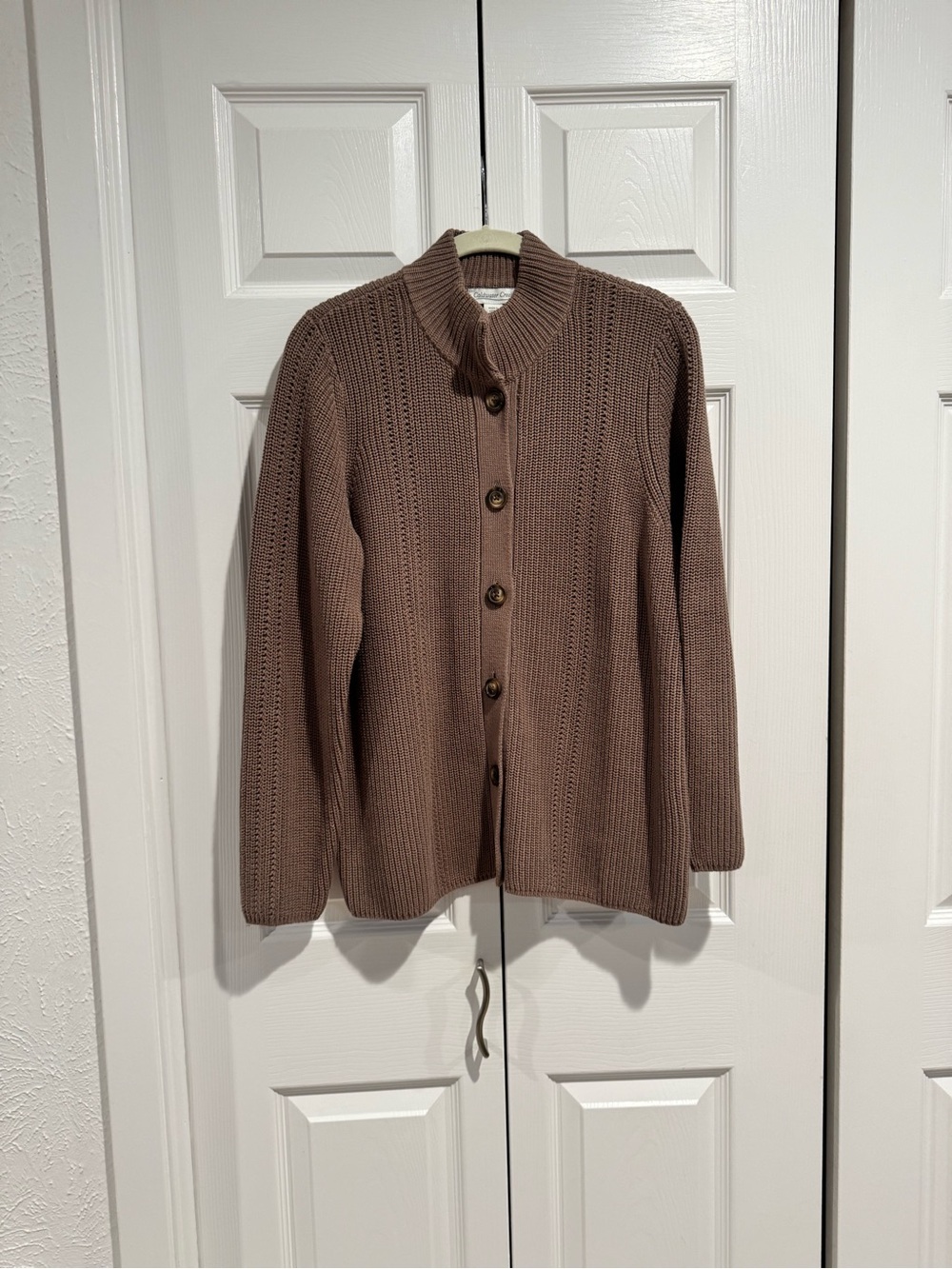 Cocoa Brown Knit Button-Up Women’s Sweater Cardigan